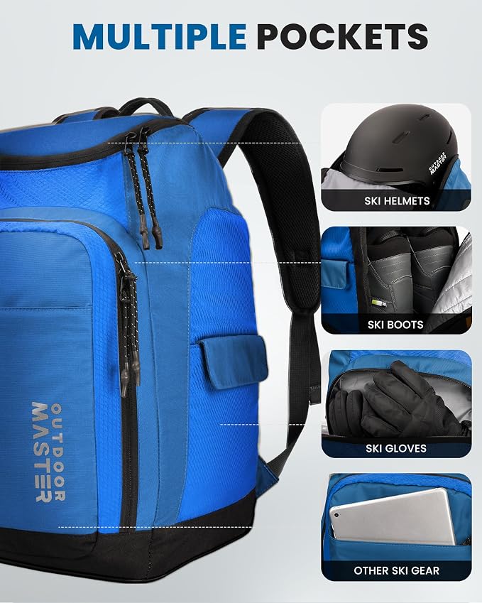 OutdoorMaster Ski Boot Bag, Ski and Snowboard Boots Travel Backpack with separate compartments for Helmet, Ski Shoes, Goggles, Gloves, and Accessories, Splash proof Exterior & Bottom - Image 5