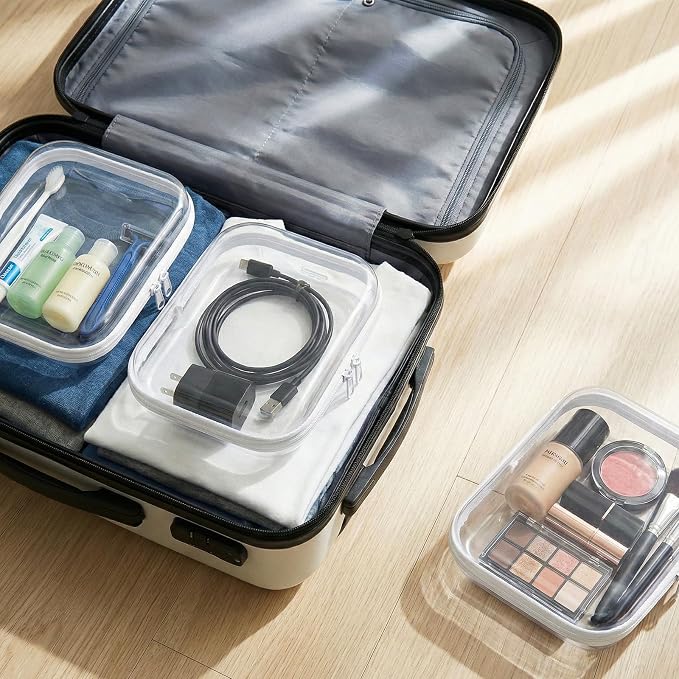 Dimore Ultimate Organizer Kit - 9 Pack Clear Hard Shell Zipper Case (3 Large + 3 Medium + 3 Small) Multi-Size Set, Complete Storage Solution for Makeup, Crafts, Toys, Electronics - Image 4