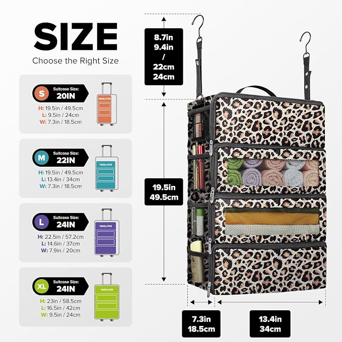 Suitcase Organizer, Travel Luggage Organizer Hanging Shelves Packing Cube Closet/Collapsible Portable Travel Organizer for Carry-on - Image 2