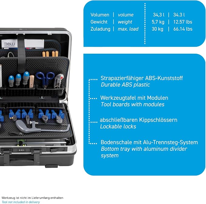 B&W FLEX tool case with MODULE tool storage system (ABS case, volume 34.3 l, 47 x 36.5 x 20 cm inner) 120.03/M, tools not included - Image 3