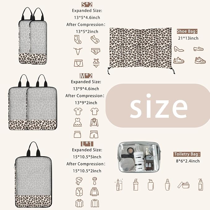 7 Pcs Compression Packing Cubes for Travel Luggage, Lightweight Suitcase Organizer Bags Set, Compression Packaging Cube for Travel Essentials, Packing Cubes for Carry on Suitcase - Image 3