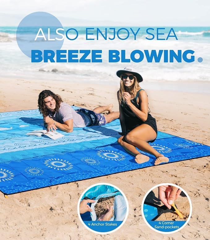 OCOOPA Beach Blanket Waterproof Sandproof, 10'X 9' Extra Large, Soft and Sturdy, Sand Free, Light Weight and Portable, Perfect for Travel Camping, Beach Vacation - Image 5