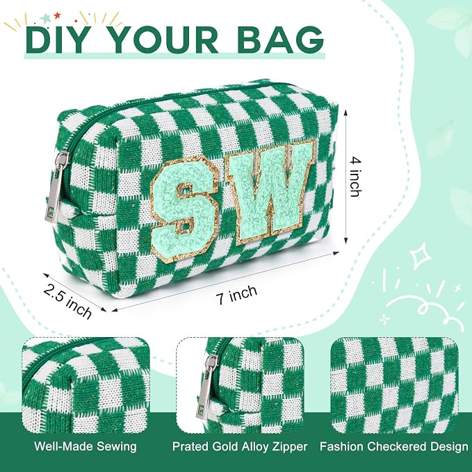 SOIDRAM 2 Pack Checkered Makeup Bag for Women, Cute Makeup Pouch Small Makeup Bag Travel Cosmetic Organizer for Toiletries, Brushes & Skincare - Image 6