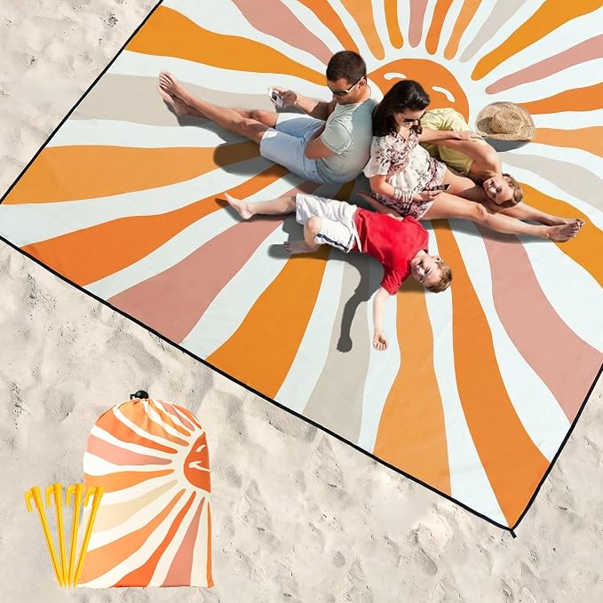 HIHOHO Beach Blanket Waterproof Sandproof Extra Large Beach Mat 79" X 83"/120"x108"for 1-8 Adults Quick Drying Durable Outdoor Picnic Mat for Beach Travel Camping Hiking - Image 6