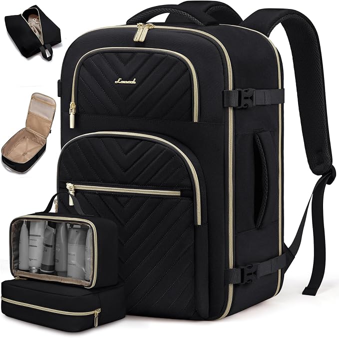 LOVEVOOK Travel Backpack Carry on Flight Approved 50L,Waterproof TSA Travel Essentials Personal Item Backpack for Women Men,Large Carry on Luggage Suitcase Travel Bag for Airplane with 3 Packing Cubes by LOVEVOOK