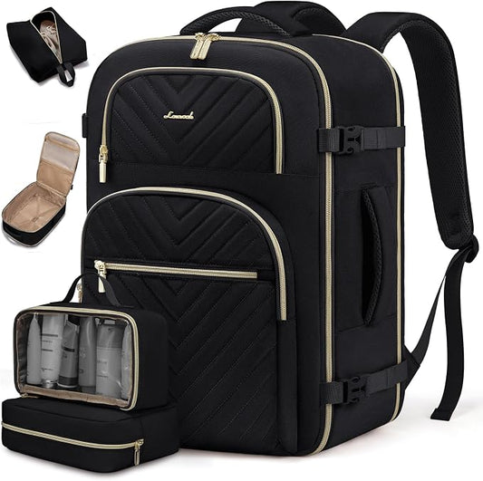 LOVEVOOK Travel Backpack Carry on Flight Approved 50L,Waterproof TSA Travel Essentials Personal Item Backpack for Women Men,Large Carry on Luggage Suitcase Travel Bag for Airplane with 3 Packing Cubes by LOVEVOOK