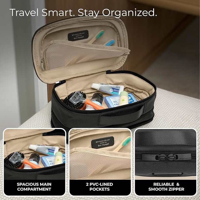 Briggs & Riley Expandable Essentials Kit - Toiletry Travel Bags for Women & Men, Organizer for Vacation, Compact Dopp Kit for Bathroom Accessories, Makeup, & Skincare - Baseline Collection - Image 3