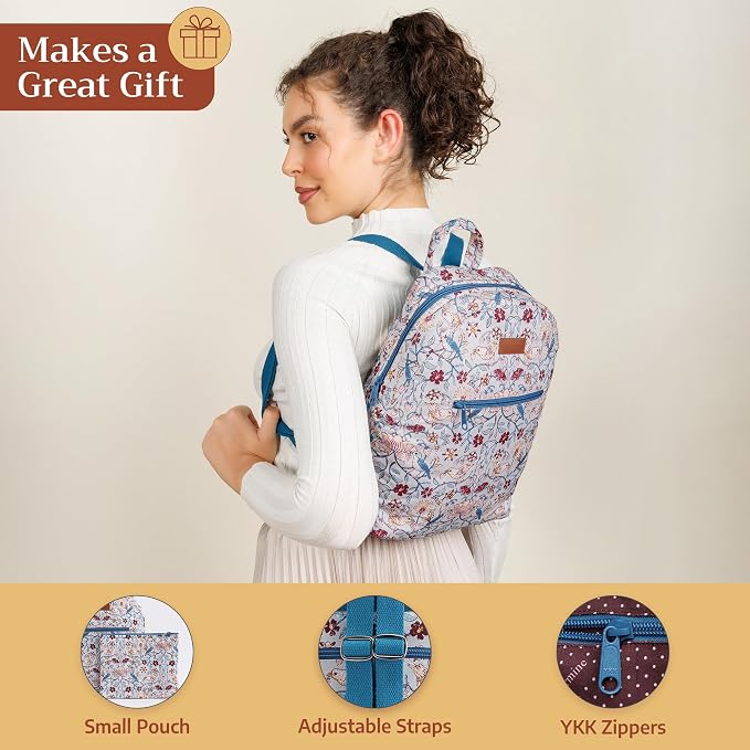Maison d' Hermine Backpack for Women Men Cotton Shoulder Multipurpose Rucksack with Small Pouch Lightweight Multi Pocket Bag for Travel Work Beach Perfect for Spring Summer (Morris Play) - Image 5
