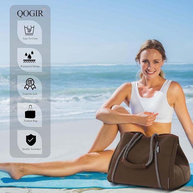 QOGiR Neoprene Multipurpose Beach Bag Tote with Inner Zipper Pocket … … … … - Image 8