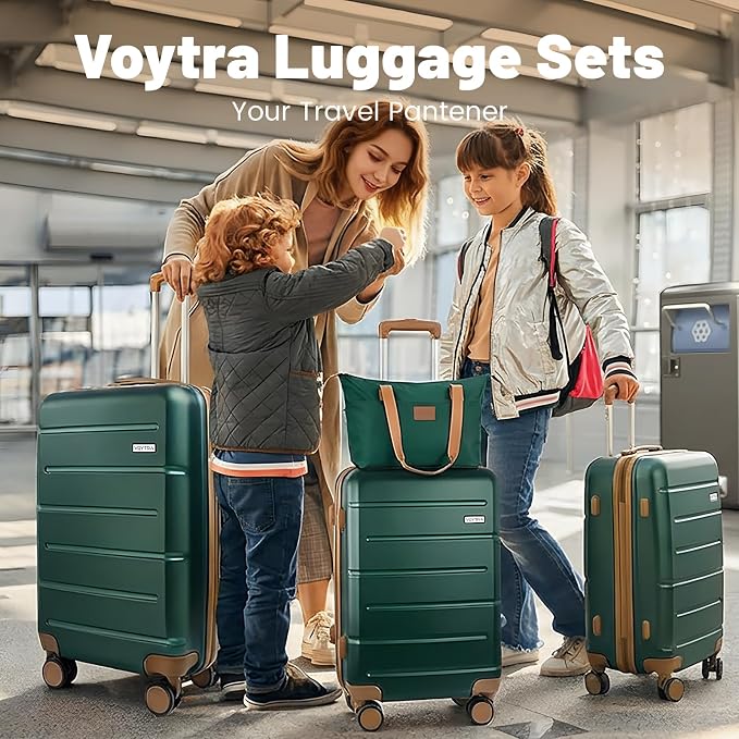 3-Piece Luggage Set with 20” Carry On, PC+ABS Hardside Suitcase with Spinner Wheels & TSA Lock, Easy-Control Rolling Suitcase for Business Trips & Weekend Getaways (Green) - Image 6