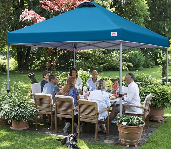 MASTERCANOPY 10x10 Pop Up Canopy Tent, 1 Person Setup Instant Shelter,Outdoor Portable Beach Canopy with Roller Bag, 4 Sandbags, 4 Ropes, 8 Stakes (10x10, Cyan Blue) - Image 6