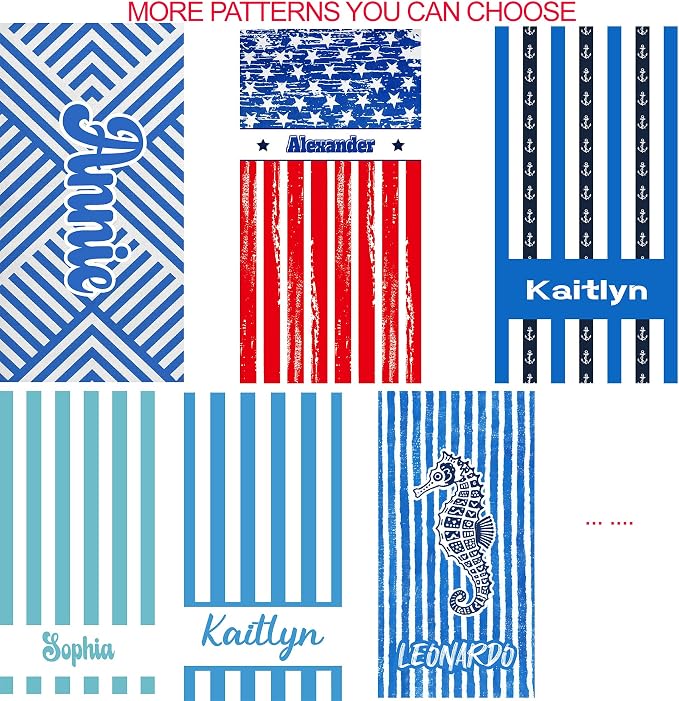 JML Personalized Beach Towel with Name, Custom Cabana Stripe Beach Towel, Customized Microfiber Pool Towel, Quick Dry & Absorbent Swim Towel for Adult,Mother's Day, Birthday, Summer Holiday,Vacation - Image 2