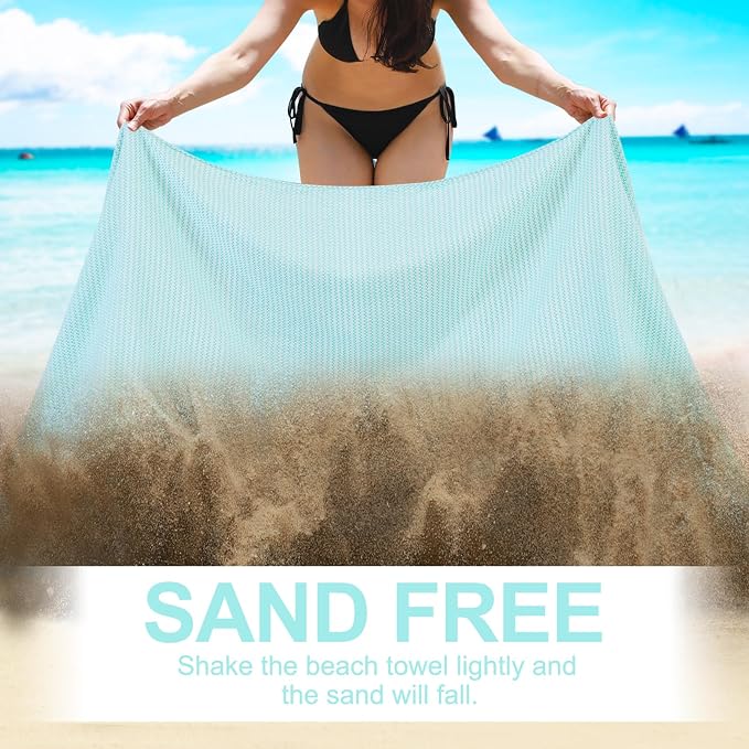 6 Packs Oversized Turkish Beach Towels Set Bulk Clearance Sand Free Pool Swim Bathroom Camp Large No Sand Towel Adults Travel Essentials Cruise Must Haves Accessories Vacation Stuff Green Dot Set - Image 3