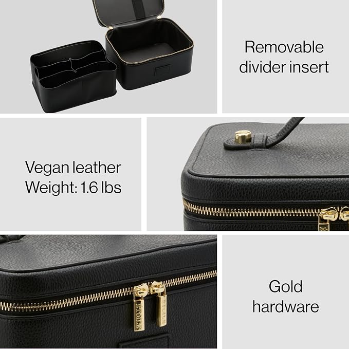 ETOILE - Vanity Case Black - Stylish Travel Makeup Bag Organizer with Dividers - Image 3