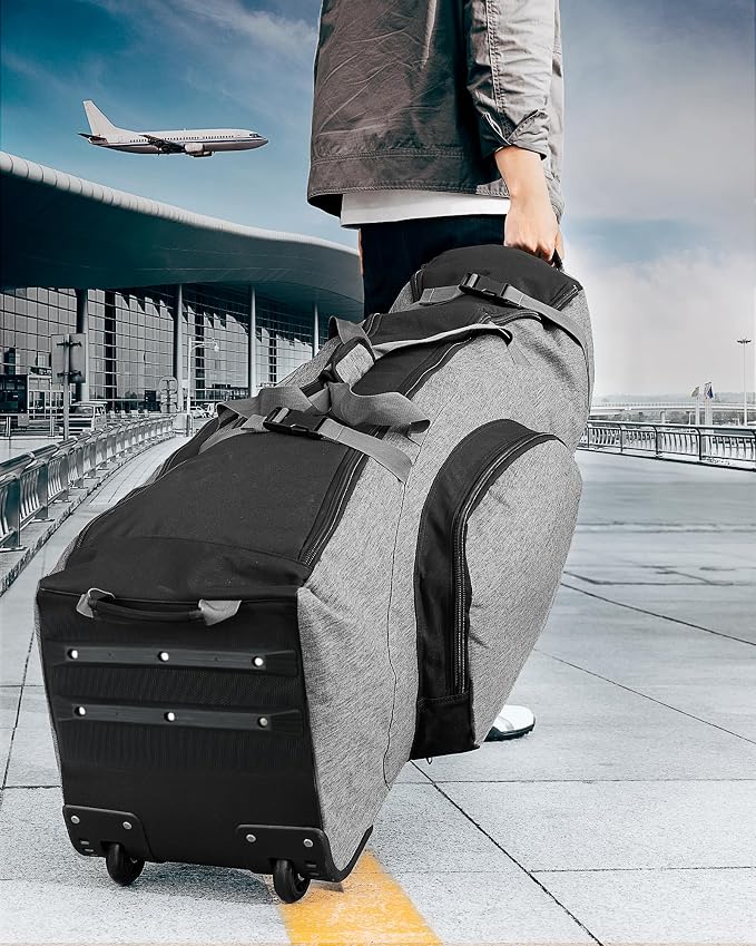 OutdoorMaster Padded Golf Travel Bag with Reinforced Wheels, 900D Heavy Duty Oxford Wear-Resistant and Waterproof Golf Travel Case, Soft-Sided Golf Club Bag, Shoes and Accessories Compartment - Image 2