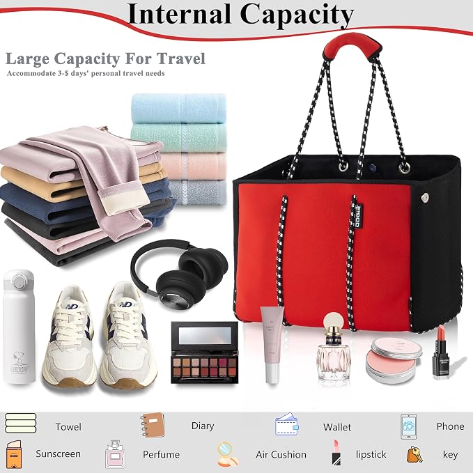 QOGiR Neoprene Multipurpose Beach Bag Tote with Inner Zipper Pocket … … … … - Image 5