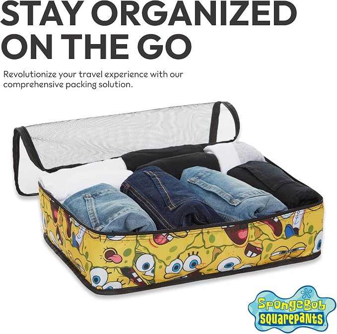 SpongeBob SquarePants Packing Cubes - Patrick Mr Krabs 5 Piece Travel Luggage Organizer Suitcase Accessories for Kids Teens Adults - Nickelodeon Licensed Gift Set - Image 4