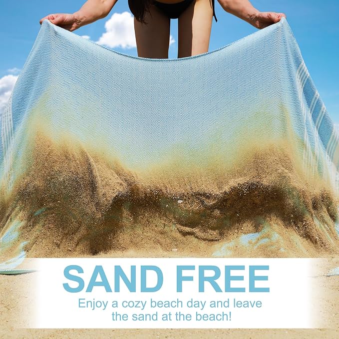 6 Packs Oversized Cotton Turkish Beach Towels Set Bulk 74"x38" Extra Large Sand Free Quick Dry Clearance Swim Bath Camping Pool Towel Travel Blanket Adult Essentials Cruise Accessories Vacation Gift - Image 6
