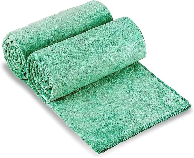 JML Microfiber Bath Towels, Oversized Bathroom Towel 2 Pack 40" x 80", Super Absorbent and Fast Drying, Soft Large Microfiber Bath Sheet for Beach, Sport, Fitness, Yoga, Green by JML