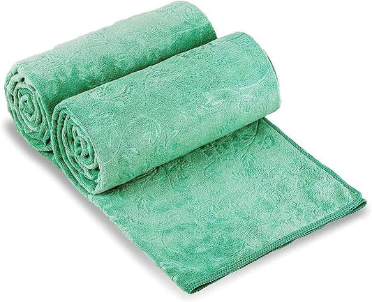 JML Extra Large Microfiber Bath Sheets Towels for Adult, 2 Pack, 35" x 70", Absorbent & Quick Dry, Soft Bathroom Towels for Hair Wrap, Sauna, Salon,Sport, Fitness, Yoga, Green by JML