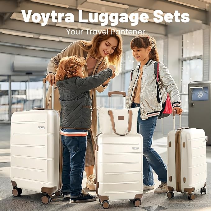 5 Piece 20" 24" 28" ABS Hardside Luggage Set, Lightweight Suitcase with TSA Lock & Smooth Spinner Wheels for Weekend and Air Travel (20/24/28/DB/TB Beige) - Image 6