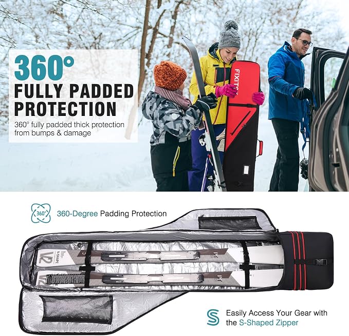 FIXITOK Snowboard & Ski Bag for Air Travel, Waterproof Full Padded Snowboard Bag Fit Board, Boots, Clothes, Helmet and Gear, Adjustable Length Ski Bag(157CM-181CM) - Image 5
