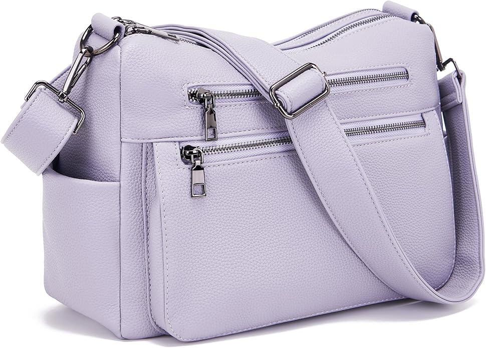 YZAOLL Large Crossbody Shoulder Bag for Women Vegan Leather Tote with Adjustable Wide Strap Work Purse with 10 Pockets