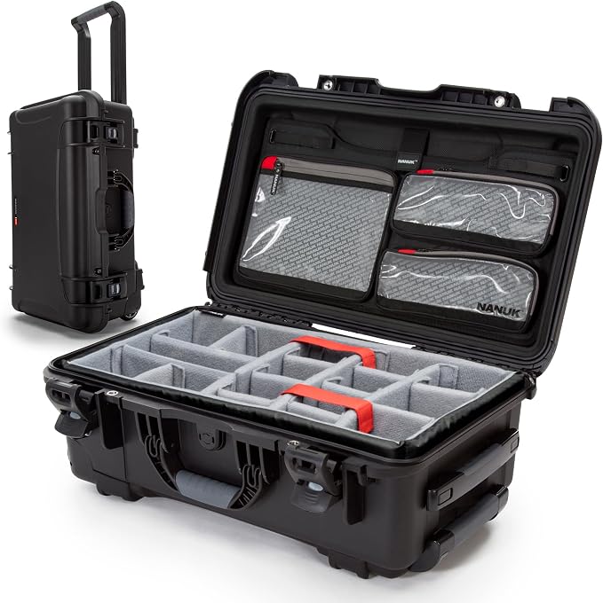 NANUK 935 Pro Photo Kit – Waterproof Travel Camera Hard Case with Padded Dividers and Wheels, 22” x 14” x 9” - Dustproof and Impact Resistant, Airline Carry-On Approved – Black | Includes Padded Divider and Lid Organizer, Nk-7 Resin Shell, Polyurethane... by NANUK