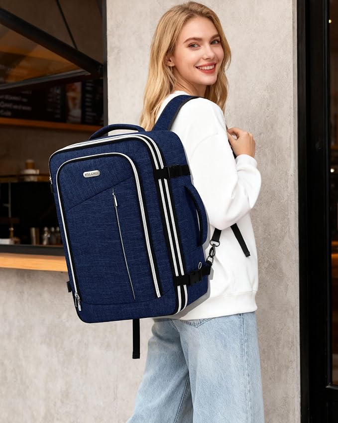 Travel Carry On 17.5" Laptop Expandable Backpack for Men Women, Personal Item Bag Waterproof Airline Approved with USB Charging Hole 3 Packing Cubes, Large Weekender Daypack Business Luggage Suitcase - Image 2