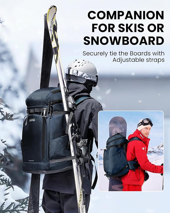 OutdoorMaster Ski Boot Bag, Snowboard Boots Travel Backpack for Helmet, Ski Shoes, Goggles, Gloves and Accessories, Waterproof Exterior & Bottom - Image 2