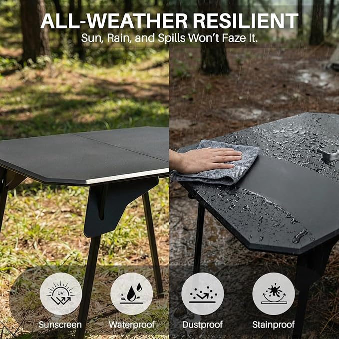 TOPCHANCES Folding Camping Table, Ultralight Aluminum Portable Table with Adjustable Height, 2-in-1 Carry Bag for Outdoor Picnic, Travel, Beach, BBQ & Festival (Black) - Image 9