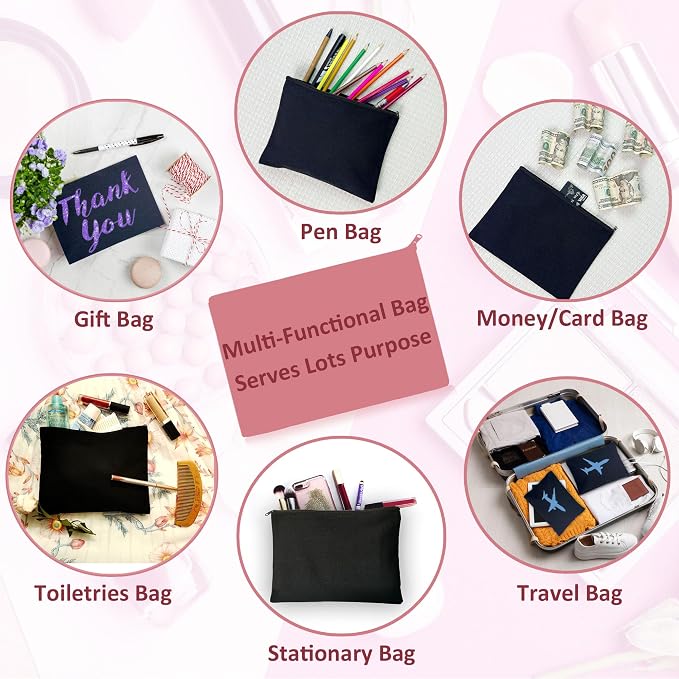 Koolmox Canvas Pouches with Zipper 8x5'', 30 pack Small Canvas Zippered Pouches Plain to Personalize DIY Crafts Vinyl Print Print, for Makeup Cosmetic Purse Pen Pencil Organizing - Image 3