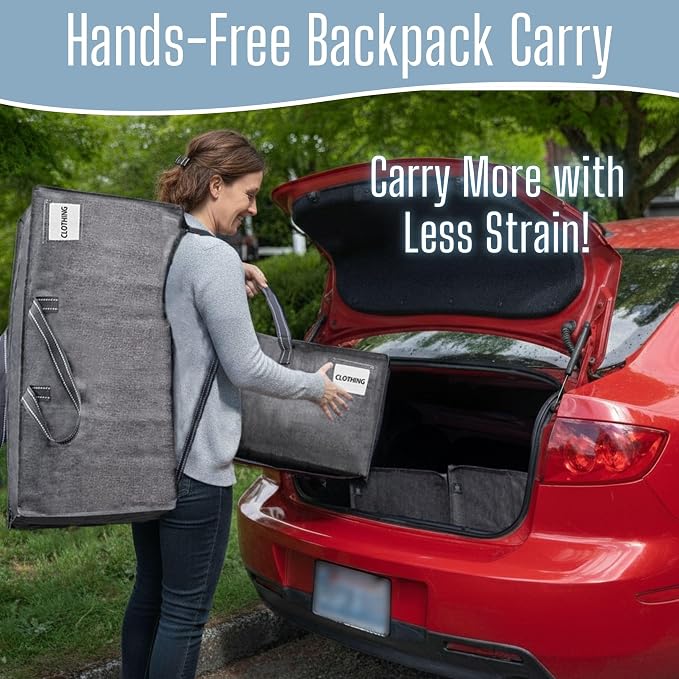 VENO 4 Pack Heavy Duty Moving Bags with Backpack Straps, Zippers & Handles, Extra Large Packing Bags for College Dorm Essentials, Moving Supplies Alternative to Cardboard Moving Boxes - Image 4