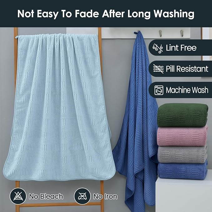 JML Microfiber Bath Towels, Large Bathroom Towel for Adult, Pack of 2, 30" x 60", Soft, Super Absorbent and Fast Drying, Use for Hair Wrap, Sport, Fitness, Yoga, Diamond Cross Grid Olive-Green - Image 6