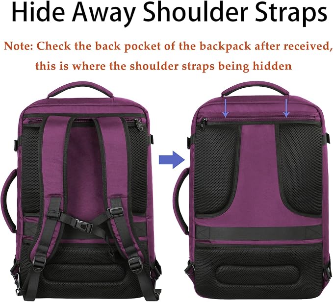 MATEIN Purple Carry on Backpack for Women, Flight Approved Bag for Traveler | Expandable Travel Backpack, Airline Daypack for Plane, Weekend BackPack, Water Resistant, Anti Theft, Gifts for Teacher Nurse - Image 6