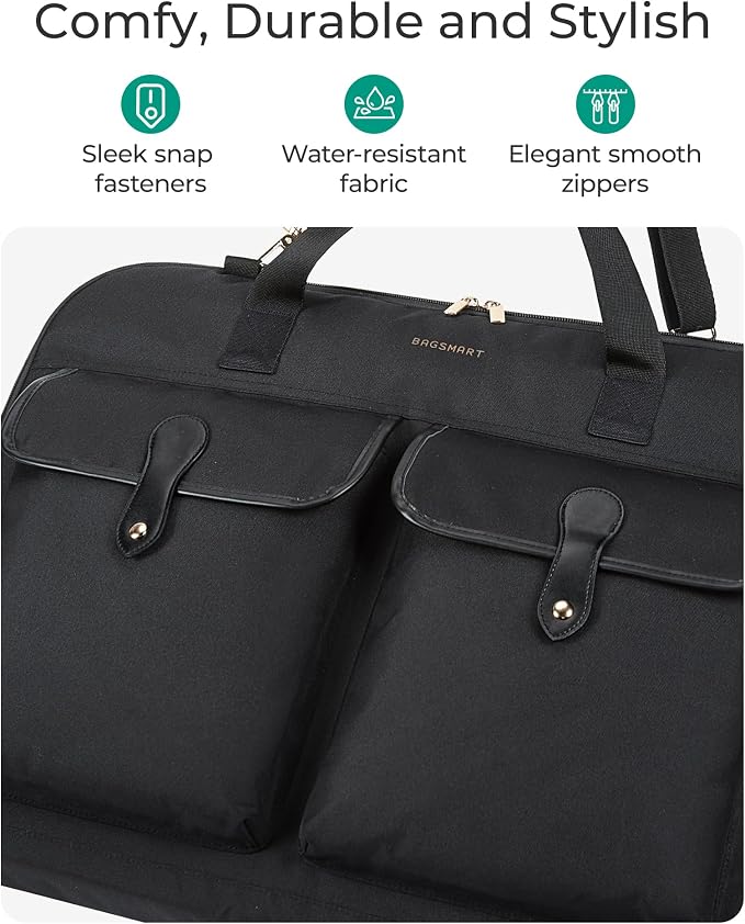 BAGSMART Large Carry-on Garment Bag for Suits Shirts Dresses Coats, Beige | Carry on, For Hanging Clothes, For Shirts Dresses Coats - Image 5