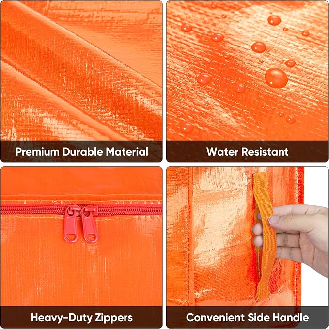 BALEINE 2-Pack Oversized Moving Bags with Reinforced Handles, Heavy-Duty Storage Tote for Clothes, Moving Supplies (Orange, 2-Pack) - Image 7