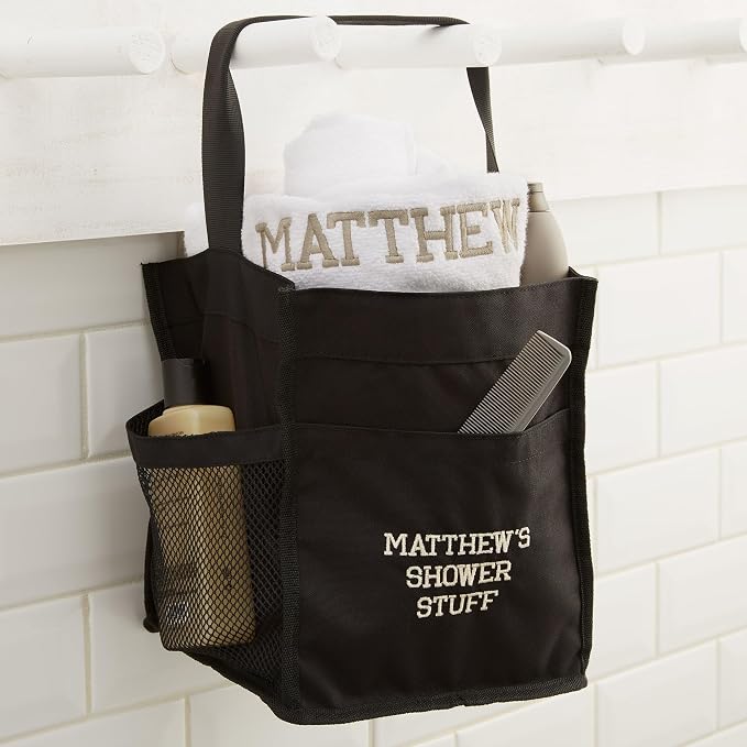 Personalization Universe Write Your Own Personalized Embroidered Shower Caddy with Handle and Pockets - College Dorm Room Essentials and Gifts for Men and Women - Multiple Thread Colors and Fonts - Image 6