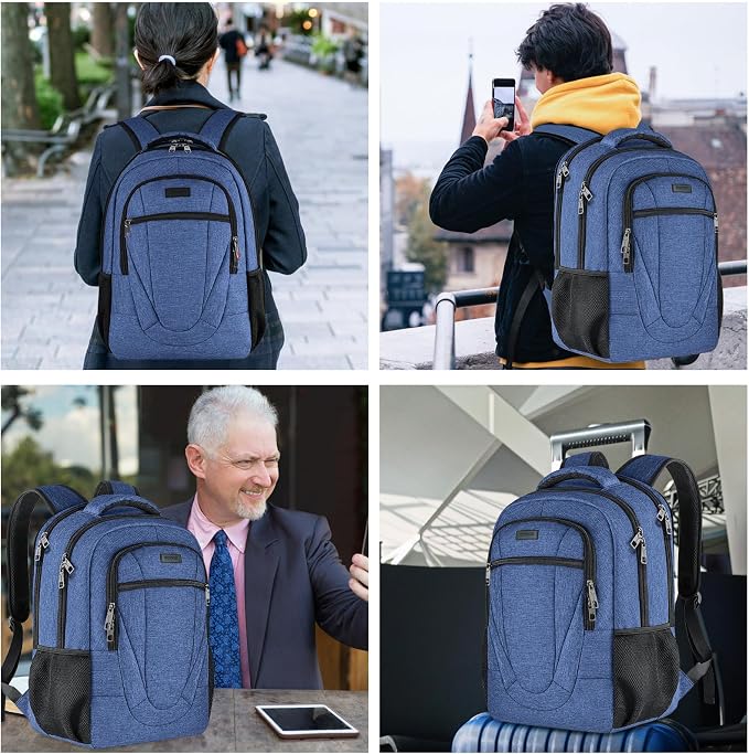 BIKROD Backpack for Women and Men, Extra Large School Backpacks for Teens, Water Resistant Back Pack Fits 17 Inch Laptop, Business Anti Theft Sturdy Computer Bag Gifts, Blue - Image 6