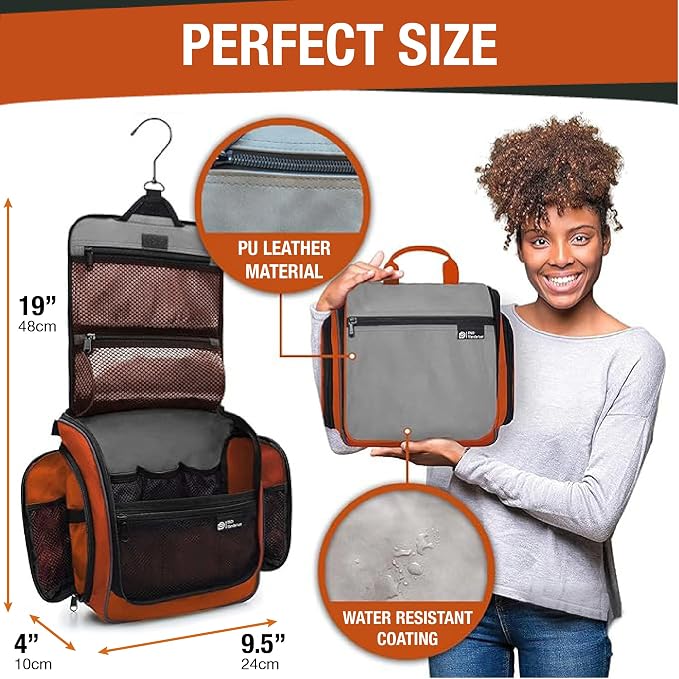 D&D Wanderlust D&D Hanging Travel Toiletry Bag for Men and Women – Cosmetics, Makeup and Toiletries Organizer Kit with 10 Compartments - Image 2
