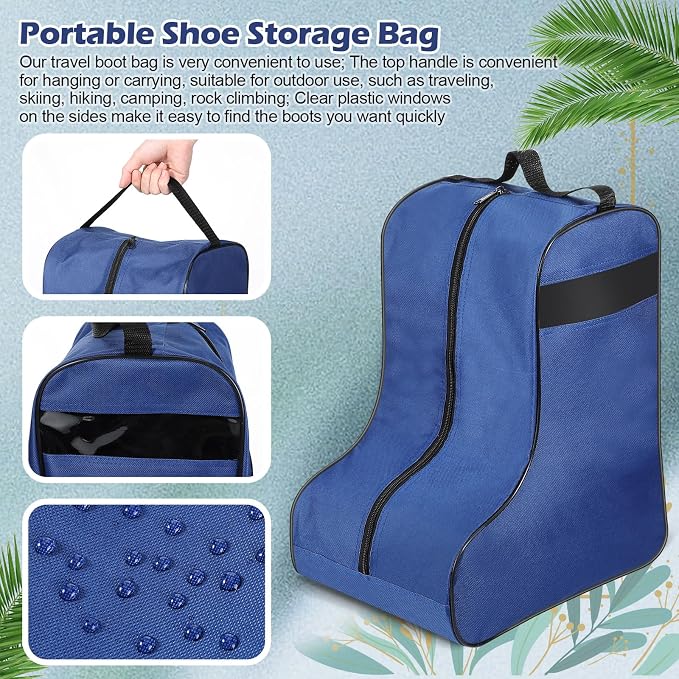 1 Pc Boot Bags for Cowboy Boots Portable Storage Bag for Travel Long Tube Shoes Bags Men Tall Shoe with Handle for Home (Dark Blue) - Image 3
