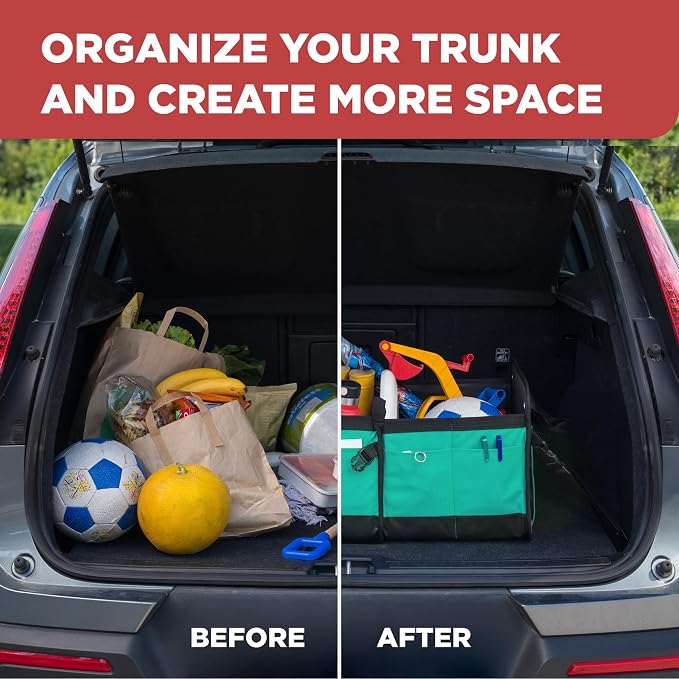 Teal Car Trunk Organizer for SUV & Auto Cargo Storage, Large | Fits Cars, SUVs & Trucks Reduces Trunk Clutter Keeps Items Within Reach Great for Shopping Easy Storage Car Accessories - Image 9