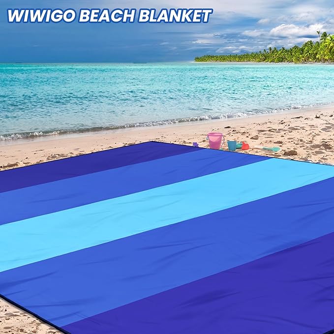 WIWIGO Beach Blanket Waterproof Sandproof Beach Mat 79" X 83"/10'x9'for 2-8 Adults Quick Drying Outdoor Picnic Mat Beach Accessories for Travel, Camping, Hiking - Image 6