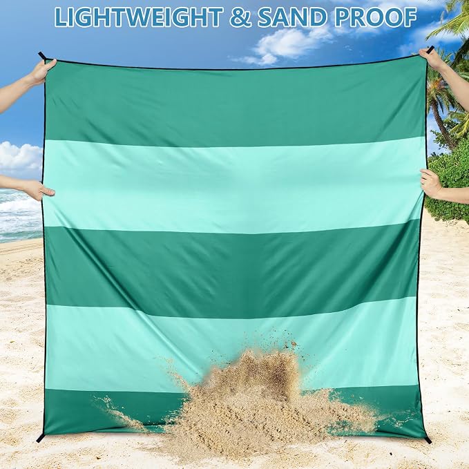 WIWIGO Beach Blanket Waterproof Sandproof Beach Mat 79" X 83"/10'x9'for 2-8 Adults Quick Drying Outdoor Picnic Mat Beach Accessories for Travel, Camping, Hiking - Image 4