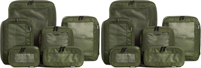 Aerotrunk Compression Packing Cubes for Travel - Luggage Organizer Bags - Double Zipper Packing Cubes for Suitcases (12-Pack, Olive) by Aerotrunk