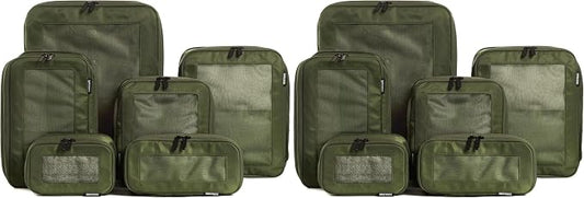 Aerotrunk Compression Packing Cubes for Travel - Luggage Organizer Bags - Double Zipper Packing Cubes for Suitcases (12-Pack, Olive) by Aerotrunk