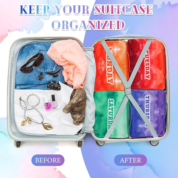 Paterr 14 Pcs Packing Cubes for Travel Kids Days of Week Compression Packing Cubes Colorful Luggage Organizers Suitcase Camp(9 x 7 x 3 Inch) - Image 5