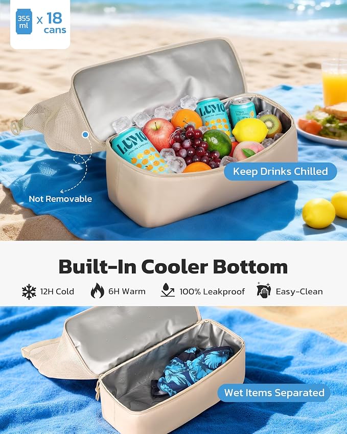 Large Beach Bag with Cooler Mesh Beach Tote for Women Insulated Pool Bag - Image 5