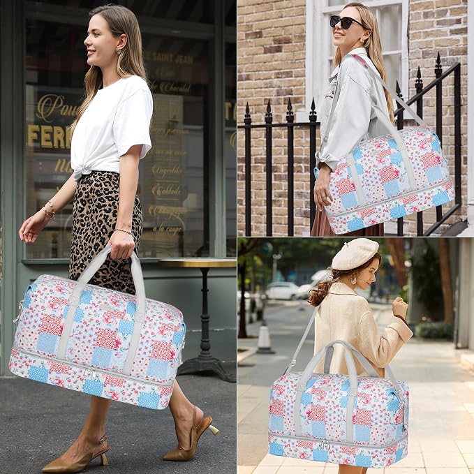 IBFUN Weekender Bags for Women, Travel Duffle Bag with Shoe Compartment Carry on Weekender Overnight Duffel for Weekend Travel Business Trip 3PCS - Image 2