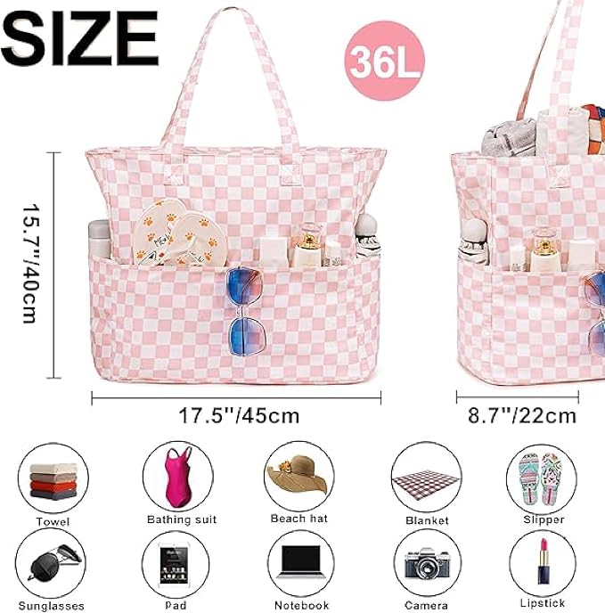 Bluboon Waterproof Beach Tote Pool Bags for Women Ladies Extra Large Carry On Bag With Wet Compartment for Weekender Travel - Image 5